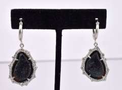 Dazzling Geode Formation & CZ Set in Sterling Silver Earrings