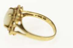 10K Yellow Gold Natural Opal Scalloped Trim Cocktail Ring