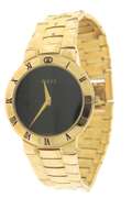 Gucci Gold Plated Black Dial Watch