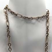 STERLING SILVER OVAL CABLE DESIGN CHAIN LINK NECKLACE.