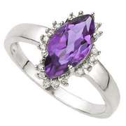 1.56 CT AMETHYST & DIAMOND 925 STERLING SILVER RING
