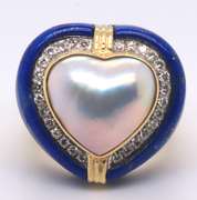 Extravagant Pearl, Lapis Lazuli, and Diamond 14kt Ring