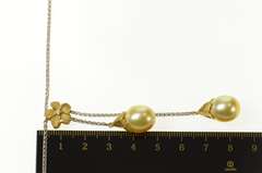 18K White Gold Denny Wong Pearl Diamond Flower Dangle Necklace