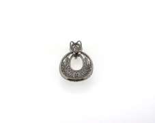 Intricate Sterling Silver Oval Pendant with Square Cubic Zirconias