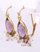 Goregous Pear Amethyst and Dangle Pearl Earrings