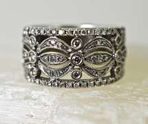 Stunning Wide Lacy 14K White Gold Diamond Band