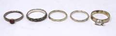 Group Lot of 5 Sterling Silver Rings