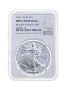 MS68 MINT ERROR 2000 American Silver Eagle - REV Struck Thru - NGC