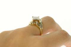 14K Yellow Gold 1.23 Ctw Princess Diamond Cluster Baguette Ring