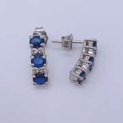 14kt Gold, Blue Sapphire, & Diamond Earrings