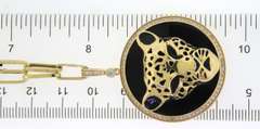 BRAND NEW! Magnificent Handmade Italian 14k Gold Cable Chain Necklace with Panther Head and Onyx