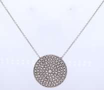 Charming PAve Diamond Disc Pendant on Chain