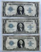 3 1923 Raw $ 1 Silver Certificates