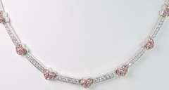 Majestic Ladies Diamond and Pink Sapphire Necklace in 18K White Gold