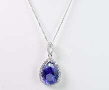18KT Tanzanite & Diamond Pendant Necklace