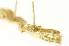 14K Yellow Gold Diamond Twist Design Bar Statement Earrings