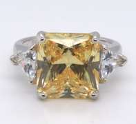 Yellow and White Cubic Zirconia Ring in Sterling Silver