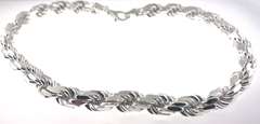Gigantic Handmade Italian Sterling Silver Rope Chain Necklace