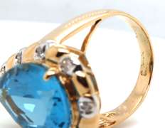 Fantastic Blue Topaz and Diamond Cocktail Ring