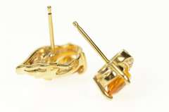 14K Yellow Gold Pear Citrine Diamond Accent Way Stud Earrings