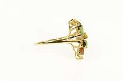 14K Yellow Gold Marquise Multi-Colored Jade Diamond Accent Ring