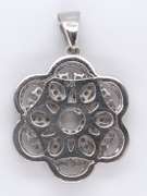 Flower Shaped Sterling Silver Pendant with Cubic Zirconias