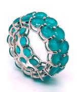 Sterling Silver Emerald Style Double Row Band