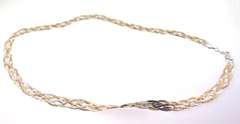 Tricolor Handmade Italian Sterling Silver Braid Chain Necklace