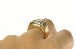 14K Yellow Gold 0.21 Ctw Squared Men's Diamond Wedding Ring