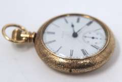 Elgin 17 Jewels Open Face Gold Filled Pocket Watch