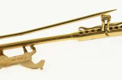10K Yellow Gold Diamond Horse Polo Mallet Polocrosse Pin/Brooch