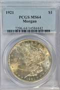 Virtual Gem BU 1921 Morgan Silver Dollar. PCGS MS64
