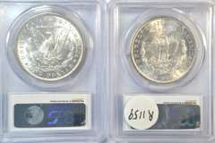 Choice BU 1887 & 1902-O Morgan Silver Dollars. PCGS MS63