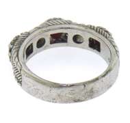 Sterling Silver 3-Stone-Ring with Red Gemstones