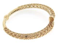 Modern Handmade Italian 14k Gold Adjustable Bangle Bracelet