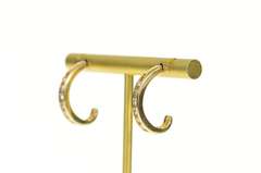 14K Yellow Gold Classic Diamond Channel Semi Hoop Earrings