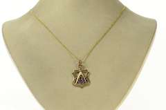 10K Yellow Gold Enamel Masonic Compass Square Victorian Charm/Pendant