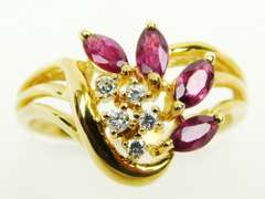 Vintage 14K Rubies & Diamonds Ring, Size 7