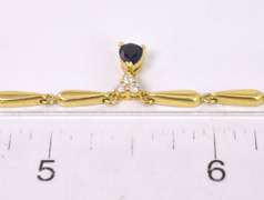 18KT Fancy Link Sapphire & Dia Pendant Necklace