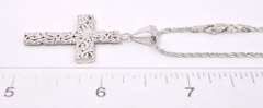 Ornate Cross Necklace in 14K White Gold