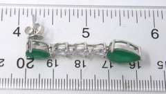 Pear Shaped Green and White Cubic Zirconia Earrings