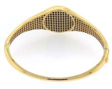 Enchanting Handmade Italian 14k Gold Panther Bangle with Deep Onyx and Cubic Zirconias