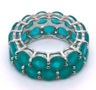 Sterling Silver Emerald Style Double Row Band