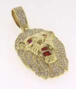 Incredible 10kt Yellow Gold Diamond Lion Pendant
