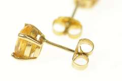14K Yellow Gold Oval Citrine Solitaire Classic Stud Earrings