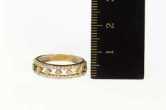 22K Yellow Gold Classic Ornate CZ Stackable Wedding Band Ring
