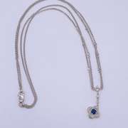 14kt White Gold, Blue Sapphire, & Diamond Necklace