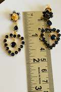12.0 Carat Blue Sapphire Heart Earrings in 14kt Gold