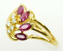 Vintage 14K Rubies & Diamonds Ring, Size 7