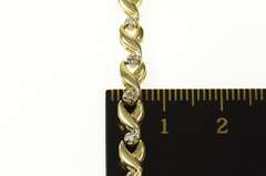 10K Yellow Gold Classic Diamond Wavy Link Simple Tennis Bracelet